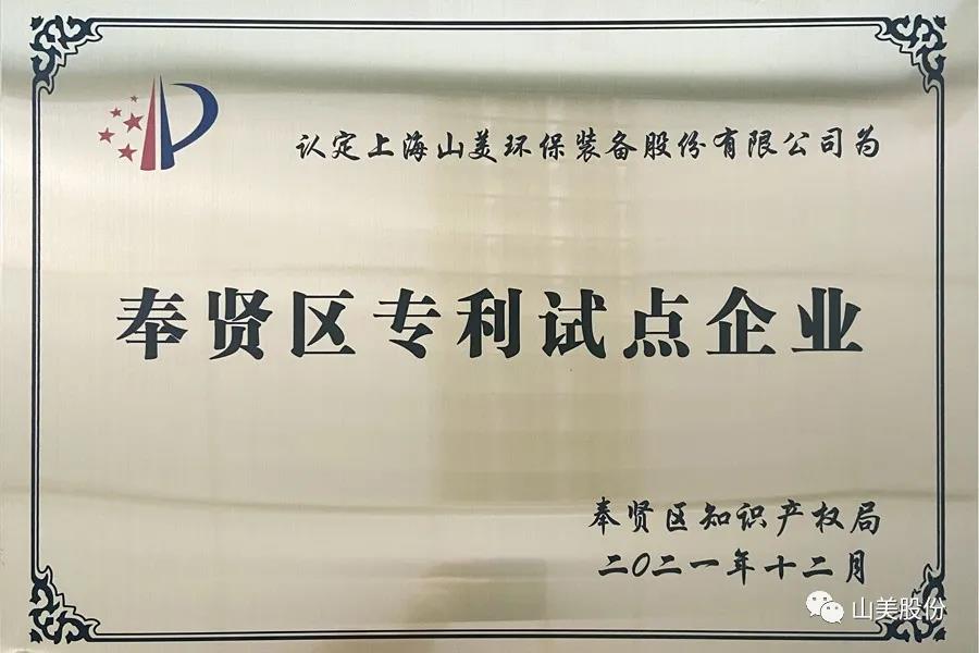 榮譽接踵而至，上海山美股份再獲表彰：獲評為上海市奉賢區(qū)試點企業(yè)